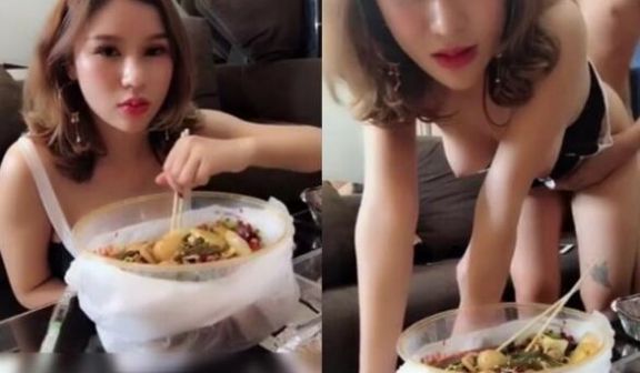 混血大奶网红演绎吃了加料的麻辣烫和姐夫在客厅啪啪