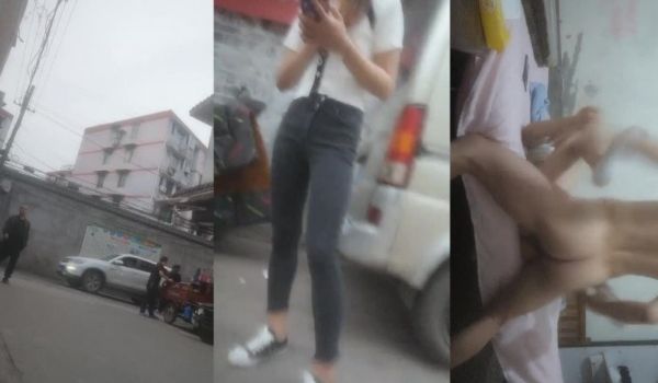 傍晚时间一堆站街女选了个妹子带小房间操超近视角看