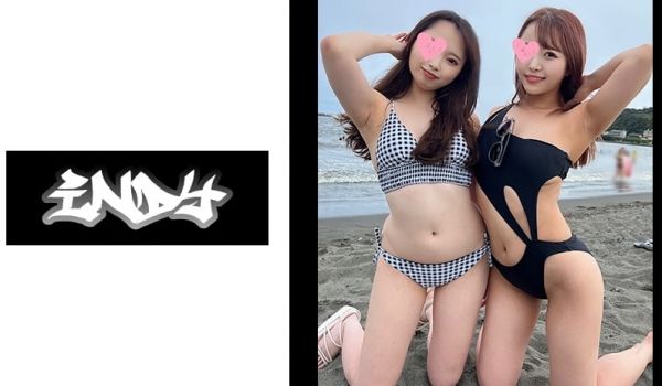 水着美女2人组とハメ撮り※ガチリアル中出し3P