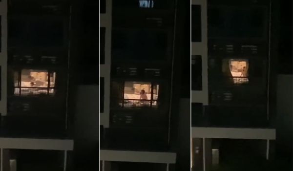 在学校宿舍看见同桌后入狂操他女友的!