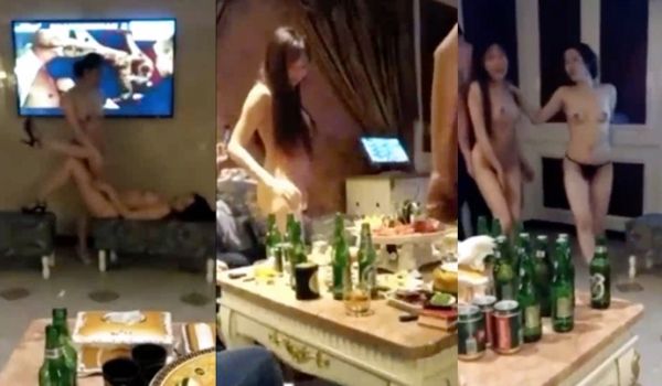 【KTV泄密流出】社会大哥带小弟KTV包厢内喝酒