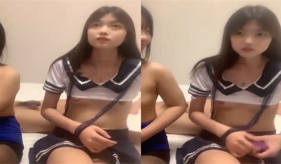 JK装甜美妹子和闺蜜口交伺候纹身小伙上位坐骑操