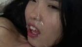 #母狗反差 被颜射一脸还边说好吃