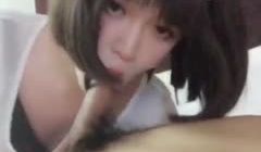 可爱小护士TS雨欣，和男友舌吻后吃鸡巴