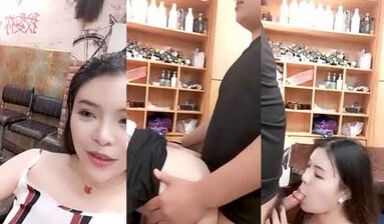 理发店淫荡惊现骚气外漏极品美女理发店勾引发型师激
