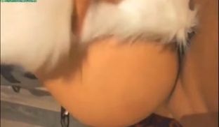 大二巨乳萌娘的调教 狐狸尾巴肛塞紧身束缚衣拽着狗