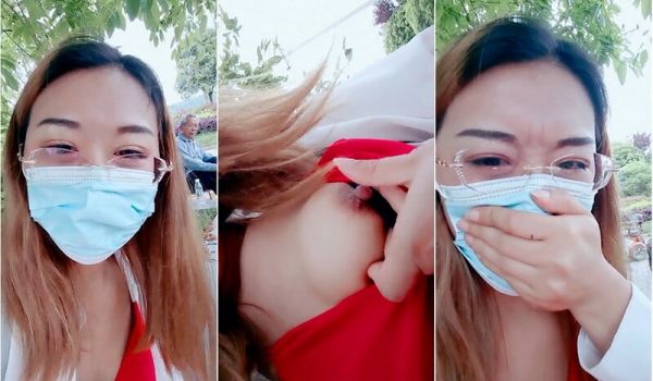 高雅文静眼镜轻熟美妇户外大挑战,背着几个大爷玩弄