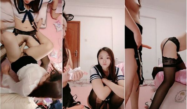 看看两个女人怎么造爱,双头龙壹边插壹个,再戴上假
