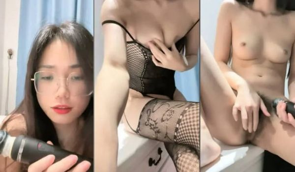 性感尤物！眼镜美女！毛毛杂乱骚逼，穿上性感黑丝，