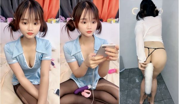 有点可爱,萌萌哒丸子头软妹子,黑丝美臀黝黑,刚洗
