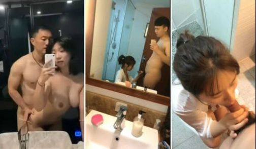 镜子前面操反差婊最爽了！网红脸美女跪着胯下吃鸡还