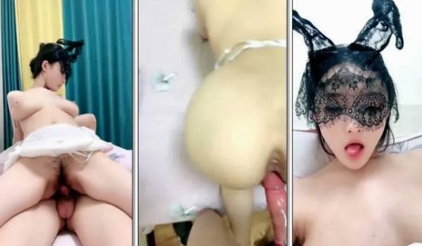被大哥草蒙的大奶子兔女郎，揉奶玩逼看特写，口交大