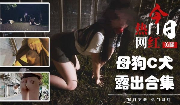 【SM调教】泄欲用母狗「C犬」户外露出！车流旁边