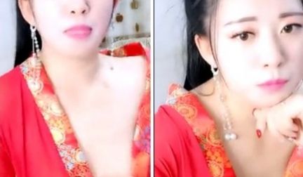 穿的红红火火很喜庆的美女少妇和炮友双人啪啪秀男女