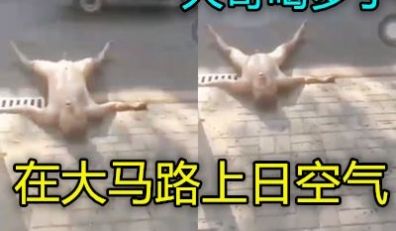 牛逼大哥喝嗨了在大街上脱光日空气