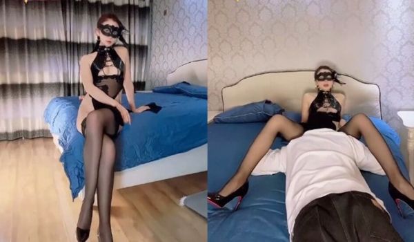 网红女神爱丝袜Vivian姐情趣黑丝与男友激情啪