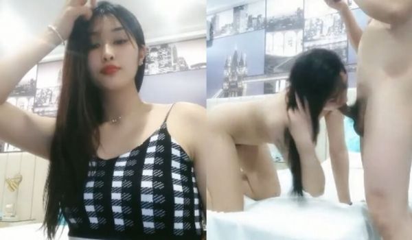 约了个牛仔裤高颜值苗条妹子啪啪，蒙上眼睛干中途叫