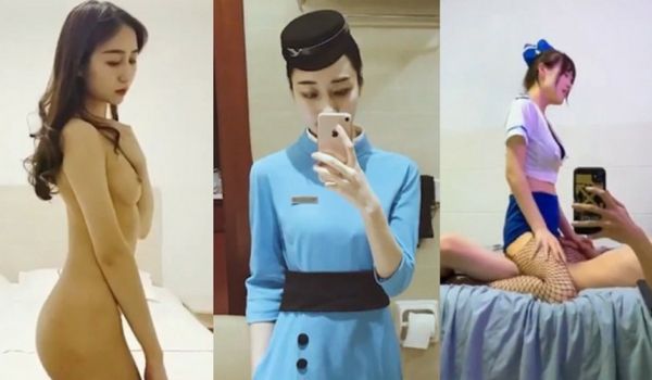 东航南航空姐卫生间偷情啪啪、后入猛操、跪舔口爱、