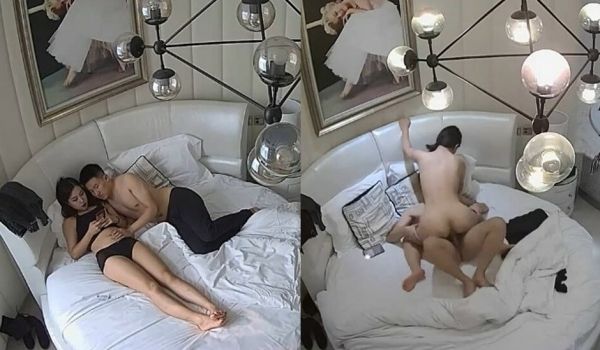 监控偷拍气质性感的长发美女和男友酒店约会