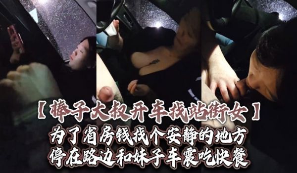 棒子大叔开车找站街女为了省房钱找个安静的地方停在