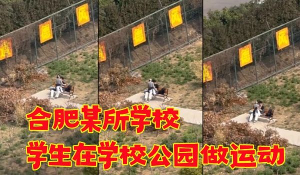 合肥某所学校学生在学校公园做运动春天来了