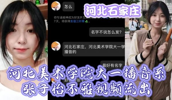 河北石家庄河北美术学院大一播音系张子怡不雅视频流