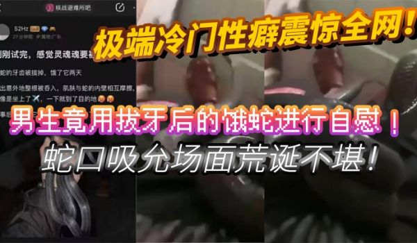 极端冷门性癖震惊全网男生竟用拔牙后的饿蛇进行自慰