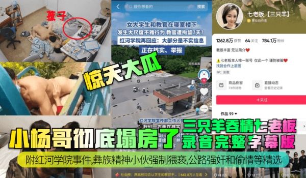 惊天大瓜小杨哥彻底塌房了三只羊吞精齐老板录音完整