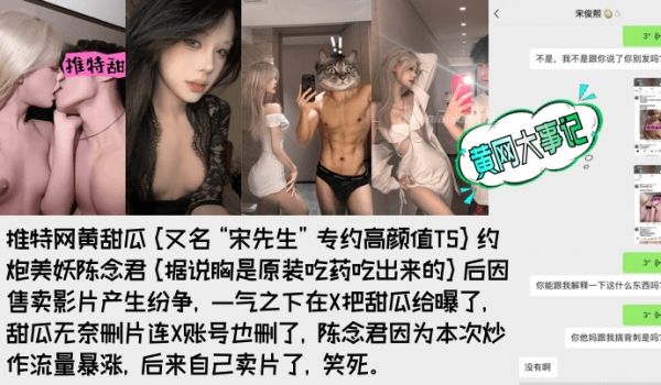 重磅吃瓜着名网黄甜瓜宋先生被极品高颜值TS陈念君
