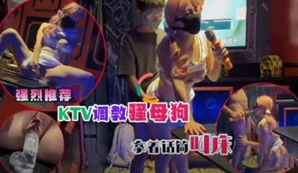 KTV调教骚母狗拿着话筒叫床