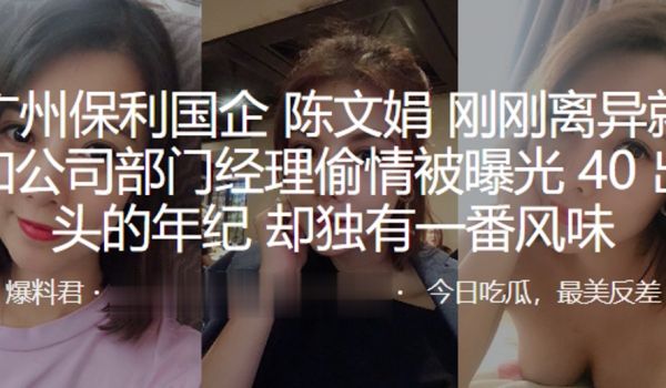 广州保利国企陈文娟刚刚离异就和公司部门经理偷情被