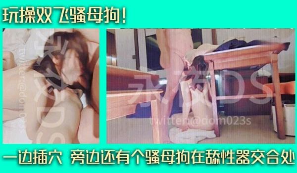 玩操双飞骚母狗！一边插穴，旁边还有个骚母狗在舔性