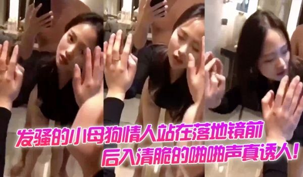 这样自拍才是最爽发骚的小母狗情人站在落地镜前后入